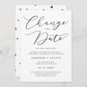 Ändern des Datums moderner Hochzeitsszenarien Einladung (Vorne/Hinten)