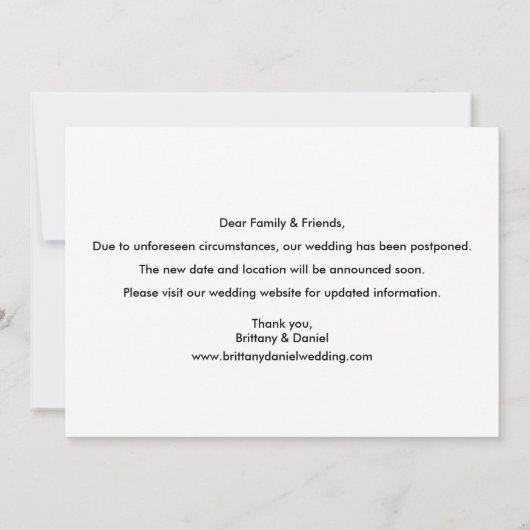 Ändern des Datums Moderner, trendiger Skriptkarte Save The Date (Rückseite)