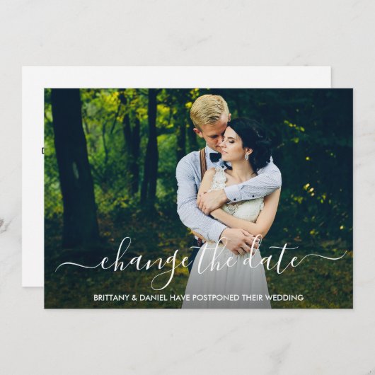 Ändern des Datums Moderner, trendiger Skriptkarte Save The Date (Vorne/Hinten)