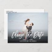 ÄNDERN DES DATUMS Modernes Foto der Kalligraphie Ankündigungspostkarte (Vorne/Hinten)