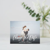 ÄNDERN DES DATUMS Modernes Foto der Kalligraphie Ankündigungspostkarte (Stehend Vorderseite)