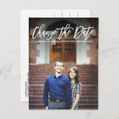 ÄNDERN DES DATUMS Modernes Foto der Kalligraphie Ankündigungspostkarte (Vorne/Hinten)