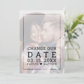 Ändern des Datums Modernes Foto Schwarzes Skript H Save The Date (Stehend Vorderseite)