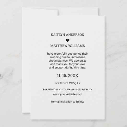 Ändern des Datums Modernes Foto Schwarzes Skript H Save The Date (Rückseite)