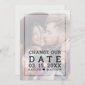 Ändern des Datums Modernes Foto Schwarzes Skript H Save The Date (Vorne/Hinten)
