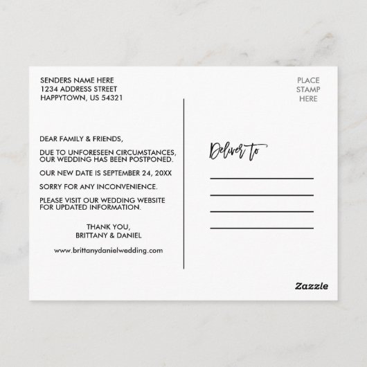 Ändern des Datums Modernes Pinselskript für neues Postkarte (Rückseite)