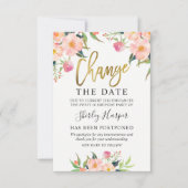 Ändern des Datums Rosa Bläsergoldskript Einladung (Vorderseite)