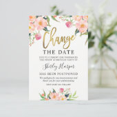 Ändern des Datums Rosa Bläsergoldskript Einladung (Stehend Vorderseite)