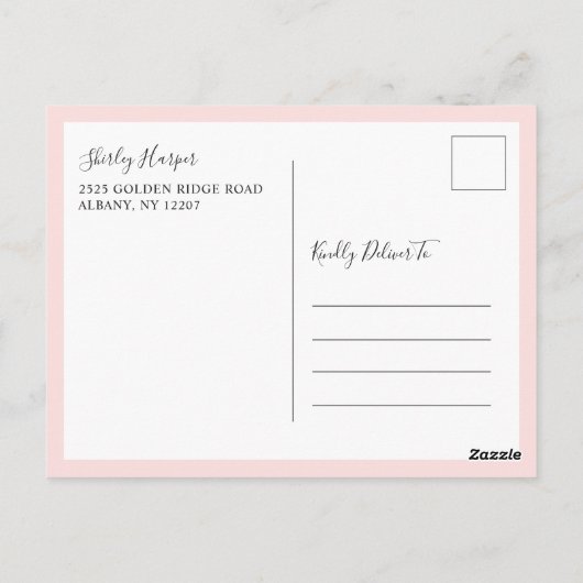 Ändern des Datums Rosa Bläsergoldskript Postkarte (Rückseite)