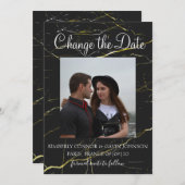 Ändern des Datums Schwarz-Gold-Marmor Save The Date (Vorne/Hinten)