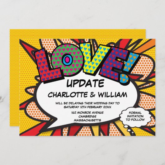 Ändern des Datums Spaß Modernes Comic Buch Save The Date (Vorne/Hinten)