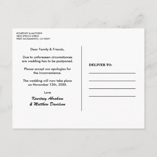 Ändern des Datums tropischer Strände Ankündigungspostkarte (Rückseite)