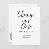 Ändern des Datums Zurückgestellt Einfache Elegante Ankündigungspostkarte (Vorne/Hinten)