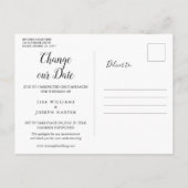 Ändern des Datums Zurückgestellt Einfache Elegante Ankündigungspostkarte (Rückseite)