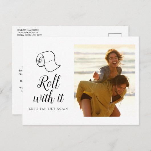 Ändern des Datums Zurückgestellt Storniertes Foto Postkarte (Vorne/Hinten)