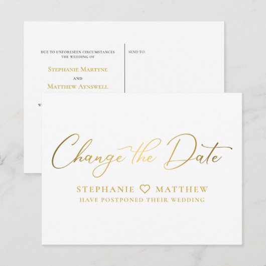 Ändern des Datumsangabe Gold Script Ankündigungspostkarte (Vorne/Hinten)