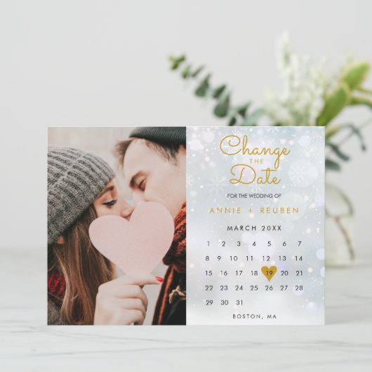 Ändern des Datumskalenders Neues Foto Plan Save The Date (Stehend Vorderseite)