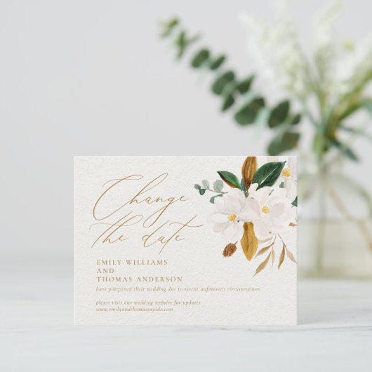 Ändern des Datumsschreibens Wasserfarbenmagnolia Postkarte (Stehend Vorderseite)