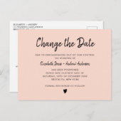 Ändern des Datumsskriptkalligraphie Minimalistisch Ankündigungspostkarte (Vorne/Hinten)