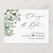 Ändern des Datumsskripts Einfaches Elegant Eukalyp Postkarte (Vorderseite)