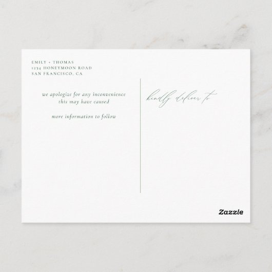 Ändern des Datumsskripts Eukalyptus Watercolor Gre Postkarte (Rückseite)