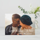 Ändern des Foto White Script-Hochzeitens Ankündigung (Stehend Vorderseite)