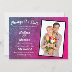 Ändern des Fotos Blue Lila Pink Parchment Save The Date