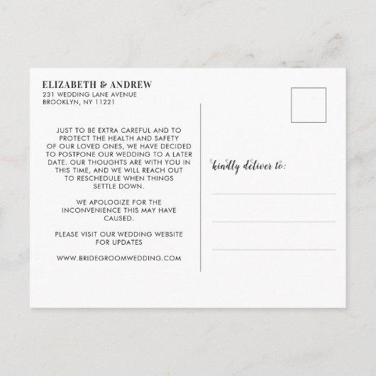 Ändern des Fotos "Date Modern Calligraphy Script" Ankündigungspostkarte (Rückseite)