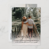 Ändern des Fotos "Date Wedding Typografie" Ankündigungspostkarte (Vorne/Hinten)