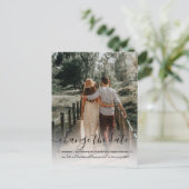 Ändern des Fotos "Date Wedding Typografie" Ankündigungspostkarte (Stehend Vorderseite)