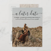 Ändern des Fotos Datumsmoderne Typografie Ankündigungspostkarte (Vorne/Hinten)