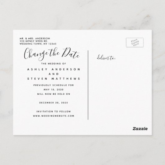 Ändern des Fotos für das Hochzeitsskript Postkarte (Rückseite)