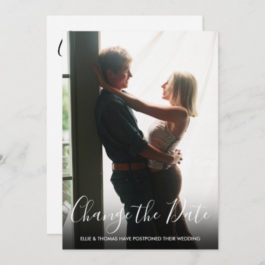Ändern des Fotos "Hochzeitsskript verschoben" Save The Date (Vorne/Hinten)