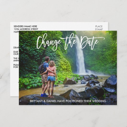 Ändern des Fotos "Modernes Pinselskript" Postkarte (Vorne/Hinten)