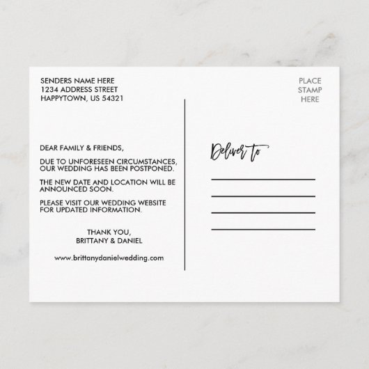 Ändern des Fotos "Modernes Pinselskript" Postkarte (Rückseite)