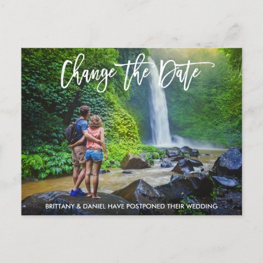 Ändern des Fotos "Modernes Pinselskript" Postkarte (Vorderseite)