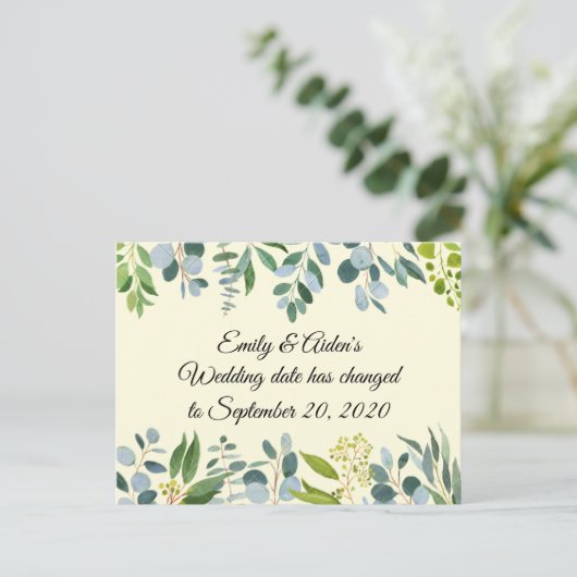 Ändern des Hochzeitdatums Postkarte (Stehend Vorderseite)