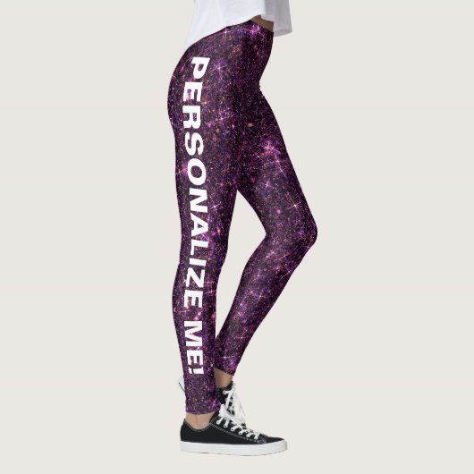 Ändern des Lila Pink Dragon Glitzer CUSTOM-TEXT Leggings (Rechts)