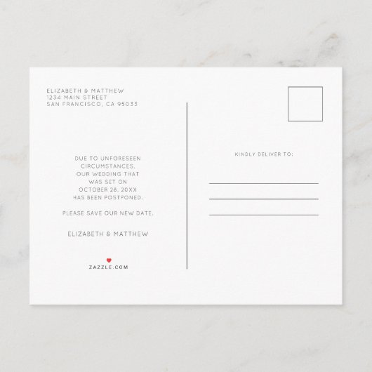 Ändern des Minimalistischen benutzerdefinierten Fo Ankündigungspostkarte (Rückseite)