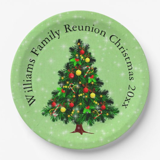 Ändern des Namens Text passt Weihnachtsbaum 20xx 9 Pappteller (Vorderseite)