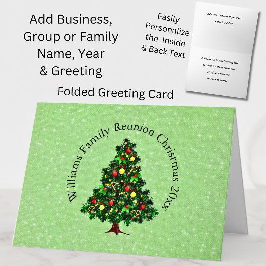 Ändern des Namens Text passt Weihnachtsbaum Gruß Karte