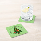 Ändern des Namens Text passt Weihnachtsbaum Rechteckiger Pappuntersetzer (Vor Ort)