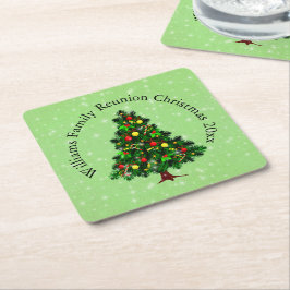 Ändern des Namens Text passt Weihnachtsbaum Rechteckiger Pappuntersetzer