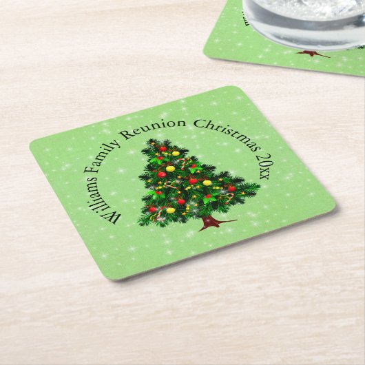 Ändern des Namens Text passt Weihnachtsbaum Rechteckiger Pappuntersetzer (angewinkelt)