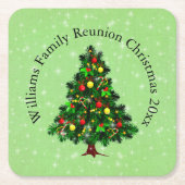 Ändern des Namens Text passt Weihnachtsbaum Rechteckiger Pappuntersetzer (Vorderseite)