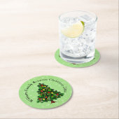 Ändern des Namens Text passt Weihnachtsbaum Runder Pappuntersetzer (Vor Ort)