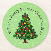 Ändern des Namens Text passt Weihnachtsbaum Runder Pappuntersetzer (Vorderseite)