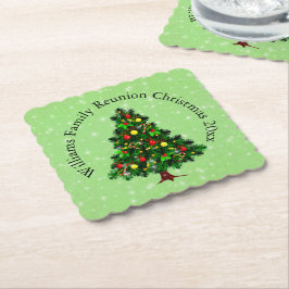 Ändern des Namens Text passt Weihnachtsbaum Untersetzer