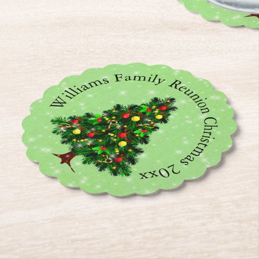 Ändern des Namens Text passt Weihnachtsbaum Untersetzer (angewinkelt)