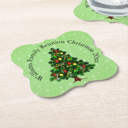 Ändern des Namens Text passt Weihnachtsbaum Untersetzer (angewinkelt)